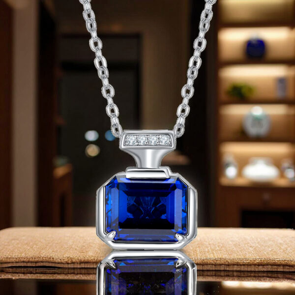 Geometric Sapphire 925 Silver Pendant Necklace for Wholesale