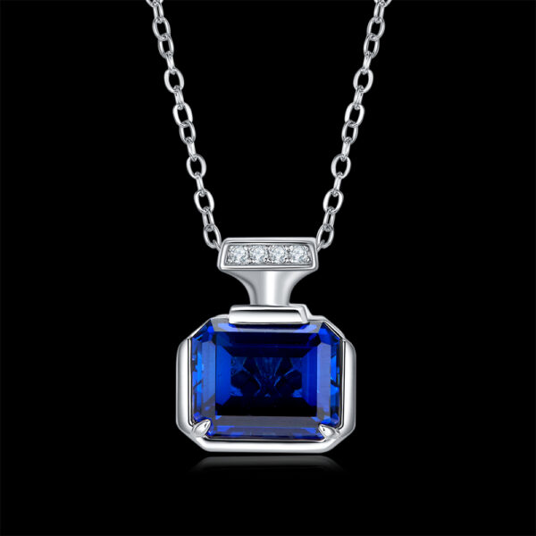 Geometric Sapphire 925 Silver Pendant Necklace for Wholesale
