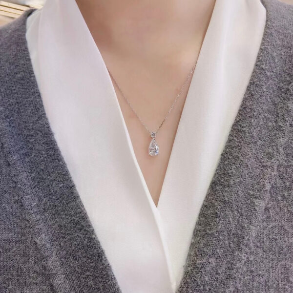 Gold Lab Grown Pear Cut Diamond Pendant Necklace Charm