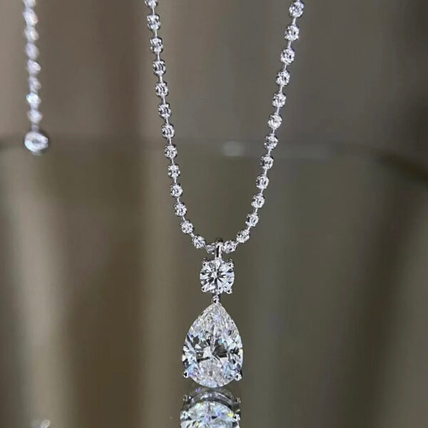 Gold Lab Grown Pear Cut Diamond Pendant Necklace Charm