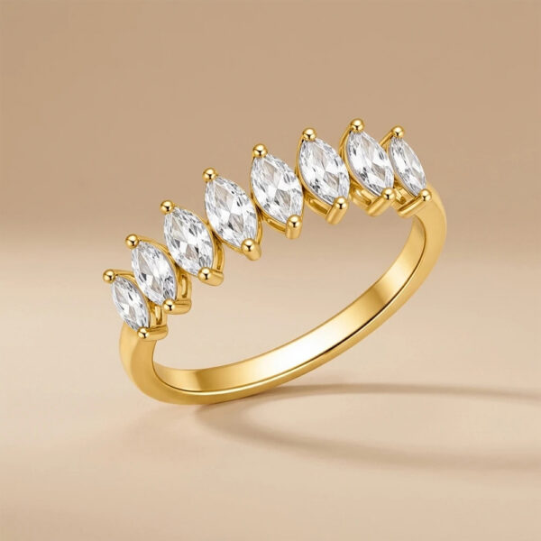 Gold Plated 925 Silver Pear Zircon Wedding Ring Women