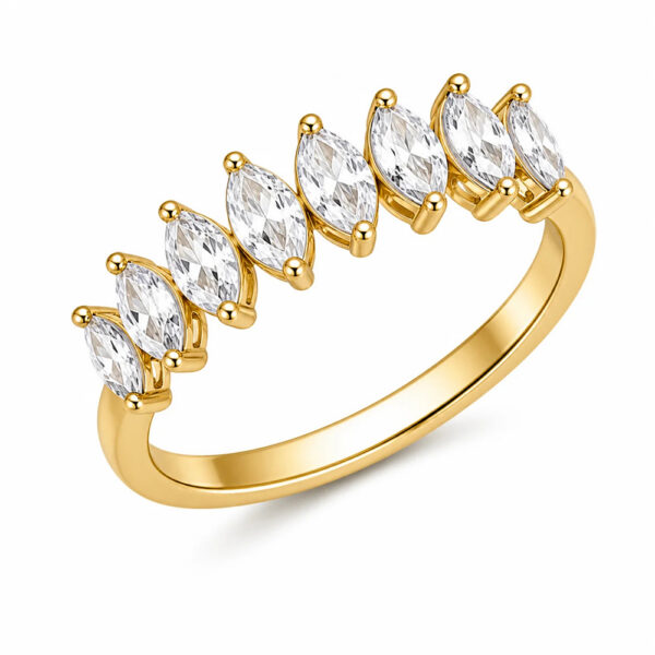 Gold Plated 925 Silver Pear Zircon Wedding Ring Women