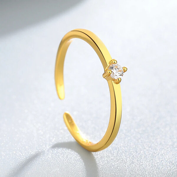 Gold Plated Moon Zircon 925 Silver Ring Unisex Jewelry