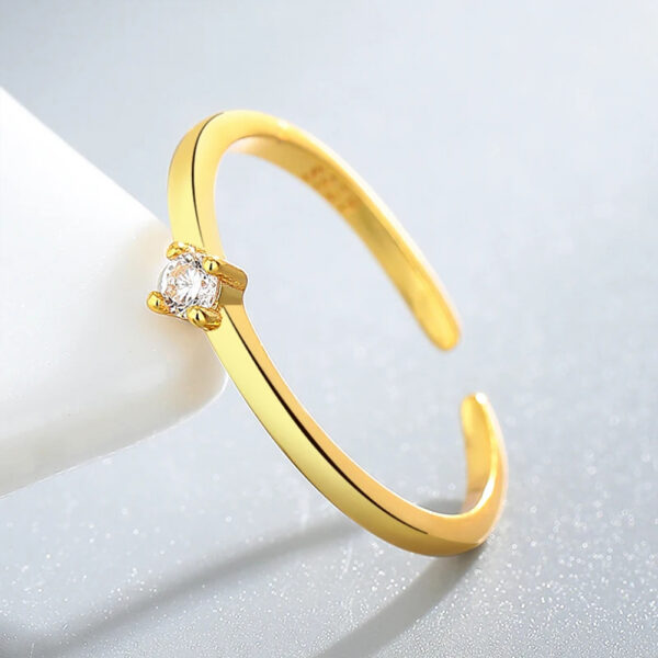 Gold Plated Moon Zircon 925 Silver Ring Unisex Jewelry