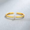 Gold Plated Moon Zircon 925 Silver Ring Unisex Jewelry