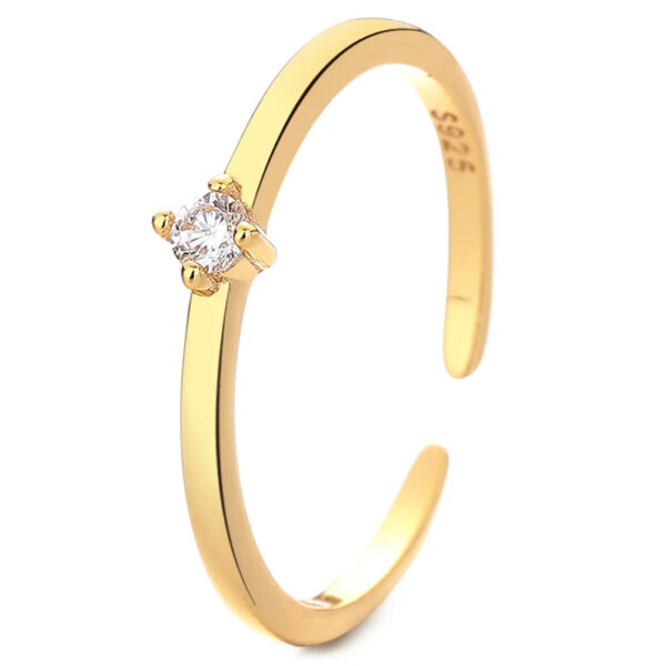 Gold Plated Moon Zircon 925 Silver Ring Unisex Jewelry