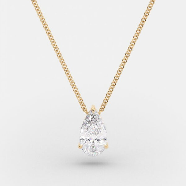 Gold Plated Silver Pear Zircon Pendant Necklace Jewelry