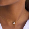 Gold Plated Silver Pear Zircon Pendant Necklace Jewelry