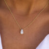 Gold Plated Silver Pear Zircon Pendant Necklace Jewelry