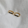 Gold-Tone Black Bar Minimalist Couple Rings