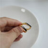 Gold-Tone Black Bar Minimalist Couple Rings