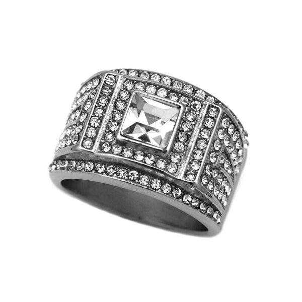 Gold Tone Multicolor Stone Hip Hop Statement Rings