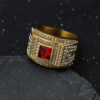 Gold Tone Multicolor Stone Hip Hop Statement Rings