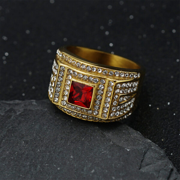 Gold Tone Multicolor Stone Hip Hop Statement Rings