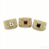 Gold Tone Multicolor Stone Hip Hop Statement Rings