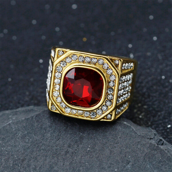 Gold Tone Multicolor Stone Hip Hop Statement Rings