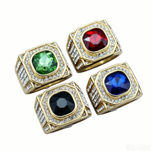 Gold Tone Multicolor Stone Hip Hop Statement Rings Gold Tone Multicolor Stone Hip Hop Statement Rings