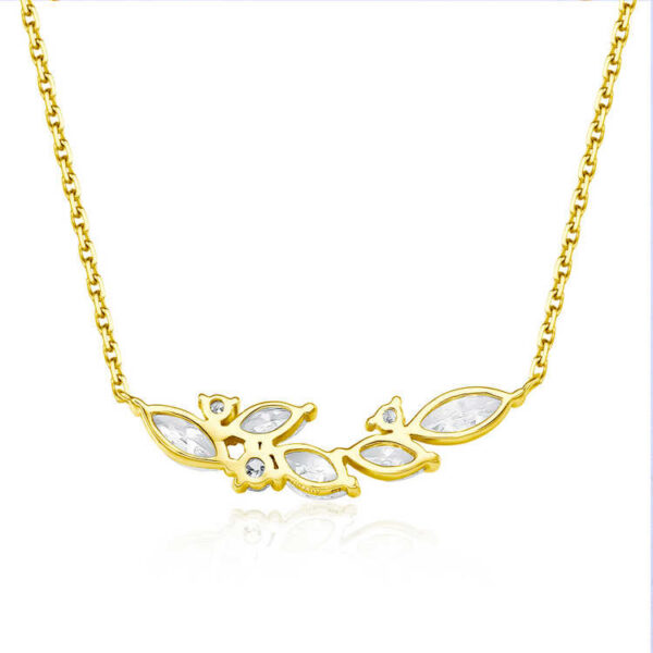 Lab Grown Diamond Marquise Pendant Necklace 18K Gold Tone