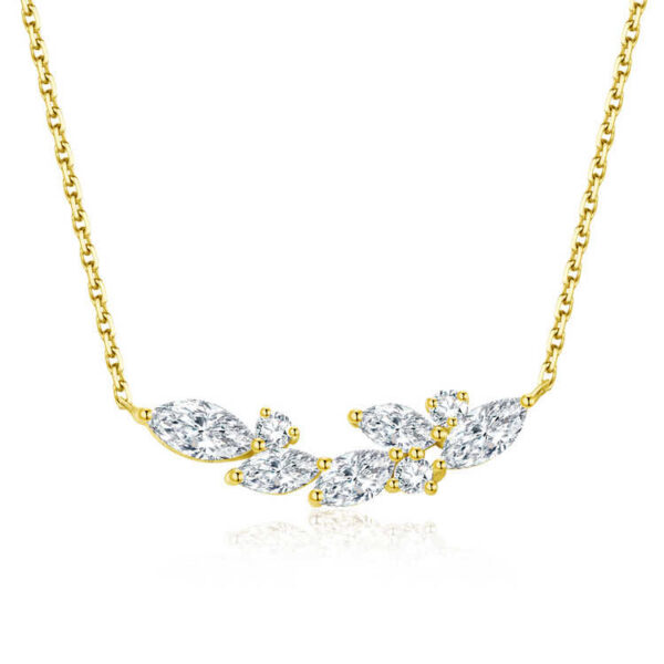 Lab Grown Diamond Marquise Pendant Necklace 18K Gold Tone