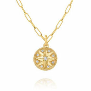 Lab Grown Diamond Silver Necklace 18K Gold Plated Women