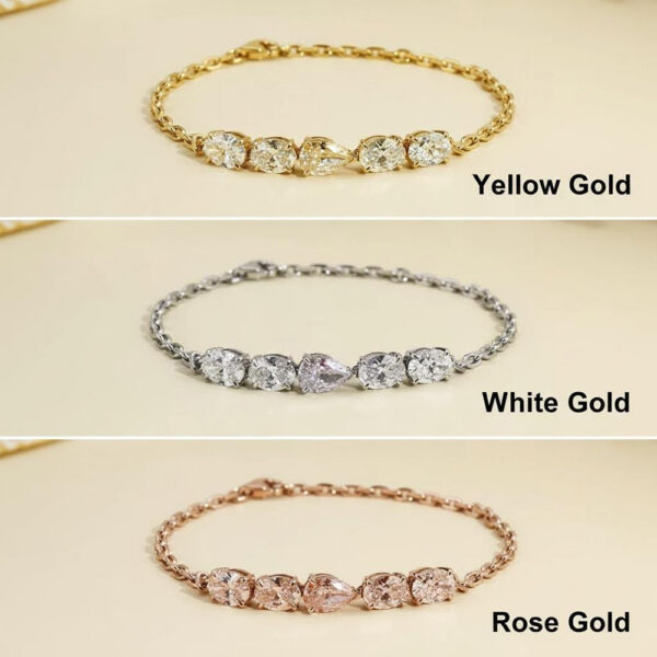 Luxury Pear Cut Lab Grown Diamond Gold Hip Hop Bracelet