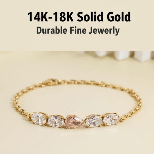 Luxury Pear Cut Lab Grown Diamond Gold Hip Hop Bracelet