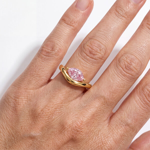 Marquise Cut Lab Grown Diamond 10K Gold Luxury Ring