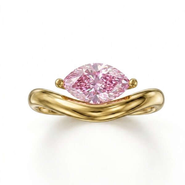 Marquise Cut Lab Grown Diamond 10K Gold Luxury Ring