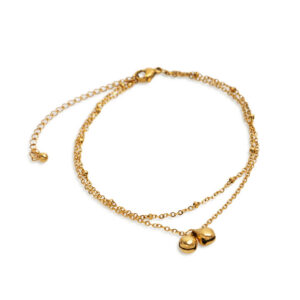 Minimalist Double Layer Gold Tone Bell Chain Anklet Minimalist Double Layer Gold Tone Bell Chain Anklet