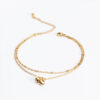 Minimalist Double Layer Gold Tone Bell Chain Anklet