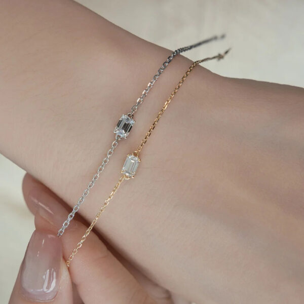 Minimalist Emerald Cut Lab Diamond Bracelet