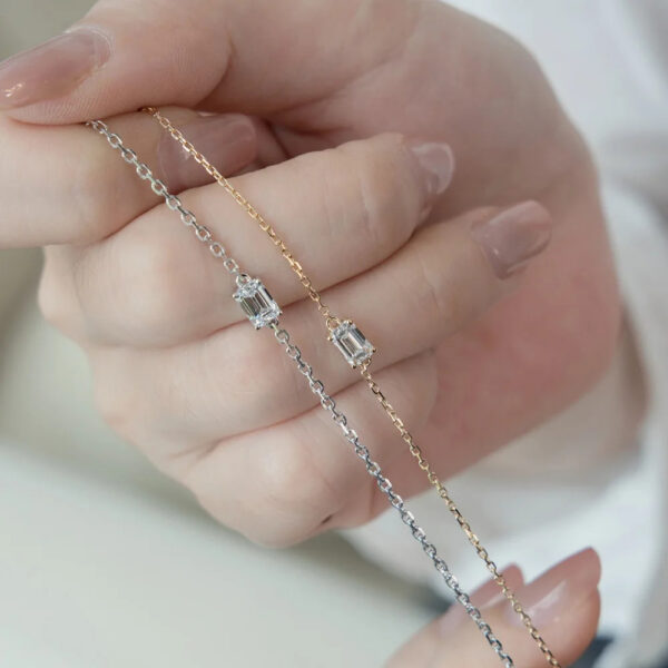Minimalist Emerald Cut Lab Diamond Bracelet