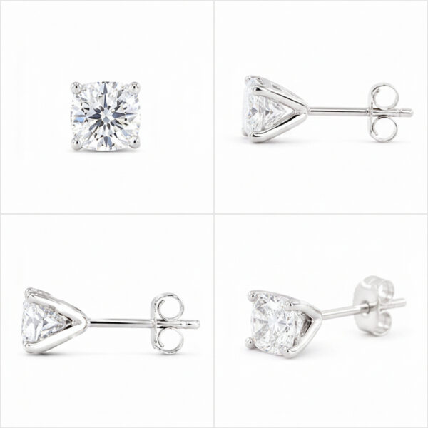 Moissanite Silver Ball Stud Earrings S925 Unisex Gift