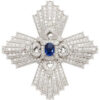Moissanite Silver Brooch with Oval Pear Round Cut Design