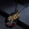 Natural Gemstone Silver Floral Pendant Necklace Jewelry