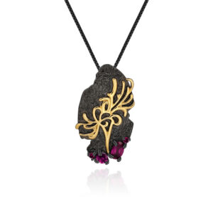 Natural Gemstone Silver Floral Pendant Necklace Jewelry Natural Gemstone Silver Floral Pendant Necklace Jewelry