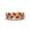 Natural Ruby Gemstone Gold Ring with Diamond Accent
