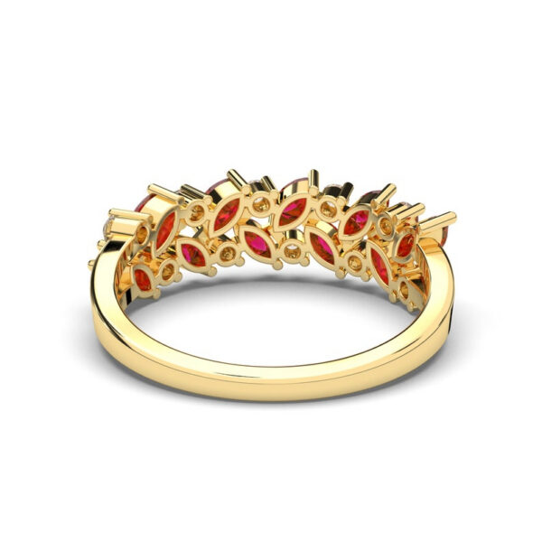 Natural Ruby Gemstone Gold Ring with Diamond Accent