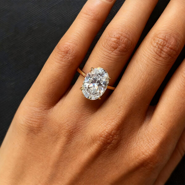 Oval Lab Grown Diamond Gold Plated Classic Ring Design