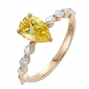 Pear Cut Lab Diamond Silver Ring