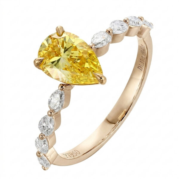 Pear Cut Lab Diamond Silver Ring
