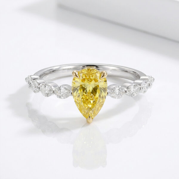 Pear Cut Lab Diamond Silver Ring