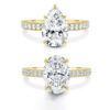 Pear Cut Lab Grown Diamond Ring 18K Gold Bridal Jewelry