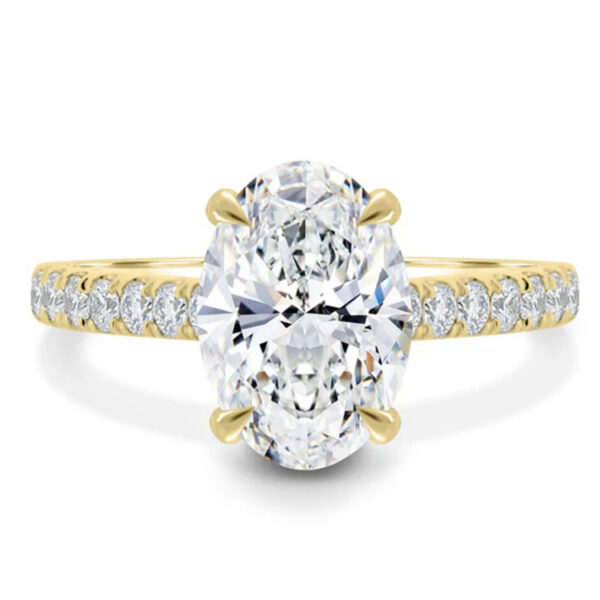 Pear Cut Lab Grown Diamond Ring 18K Gold Bridal Jewelry