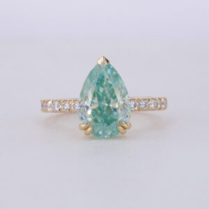 Pear Cut Moissanite Ring Gold Tone Claw Setting Jewelry Pear Cut Moissanite Ring Gold Tone Claw Setting Jewelry