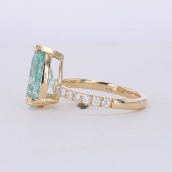 Pear Cut Moissanite Ring Gold Tone Claw Setting Jewelry