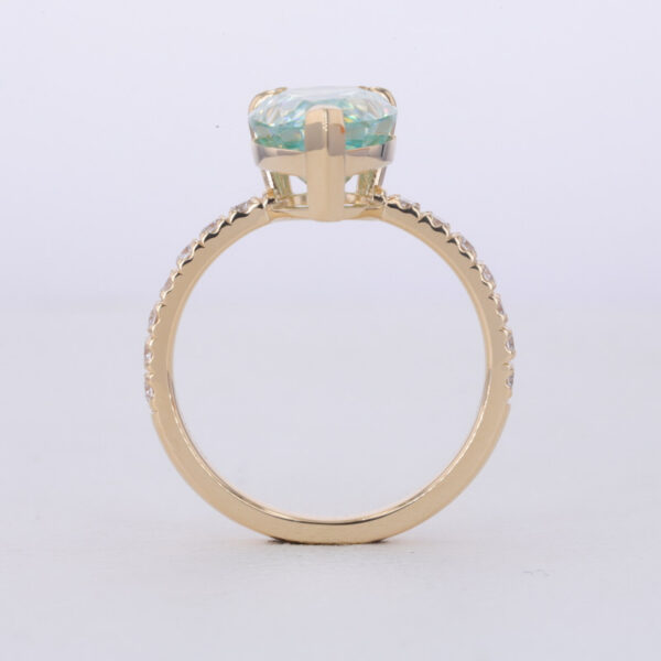 Pear Cut Moissanite Ring Gold Tone Claw Setting Jewelry