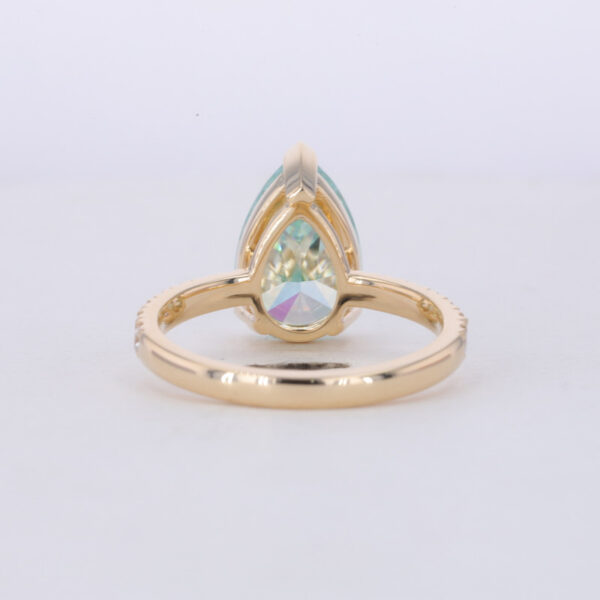 Pear Cut Moissanite Ring Gold Tone Claw Setting Jewelry
