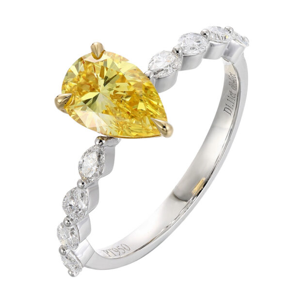 Pear Shape Lab Diamond Silver Engagement Ring Luxury