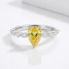 Pear Shape Lab Diamond Silver Engagement Ring Luxury